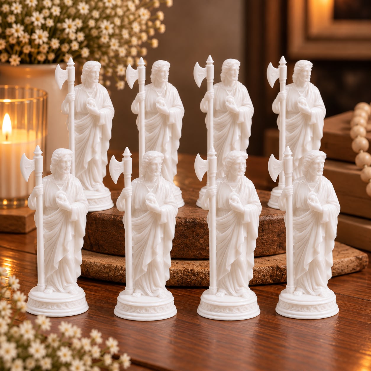 IMAGEM SÃO JUDAS TADEU EM RESINA PREMIUM MINIATURA 7CM BRANCA - Imagem 3