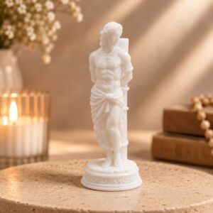 IMAGEM SÃO SEBASTIÃO EM RESINA PREMIUM MINIATURA 7CM BRANCA