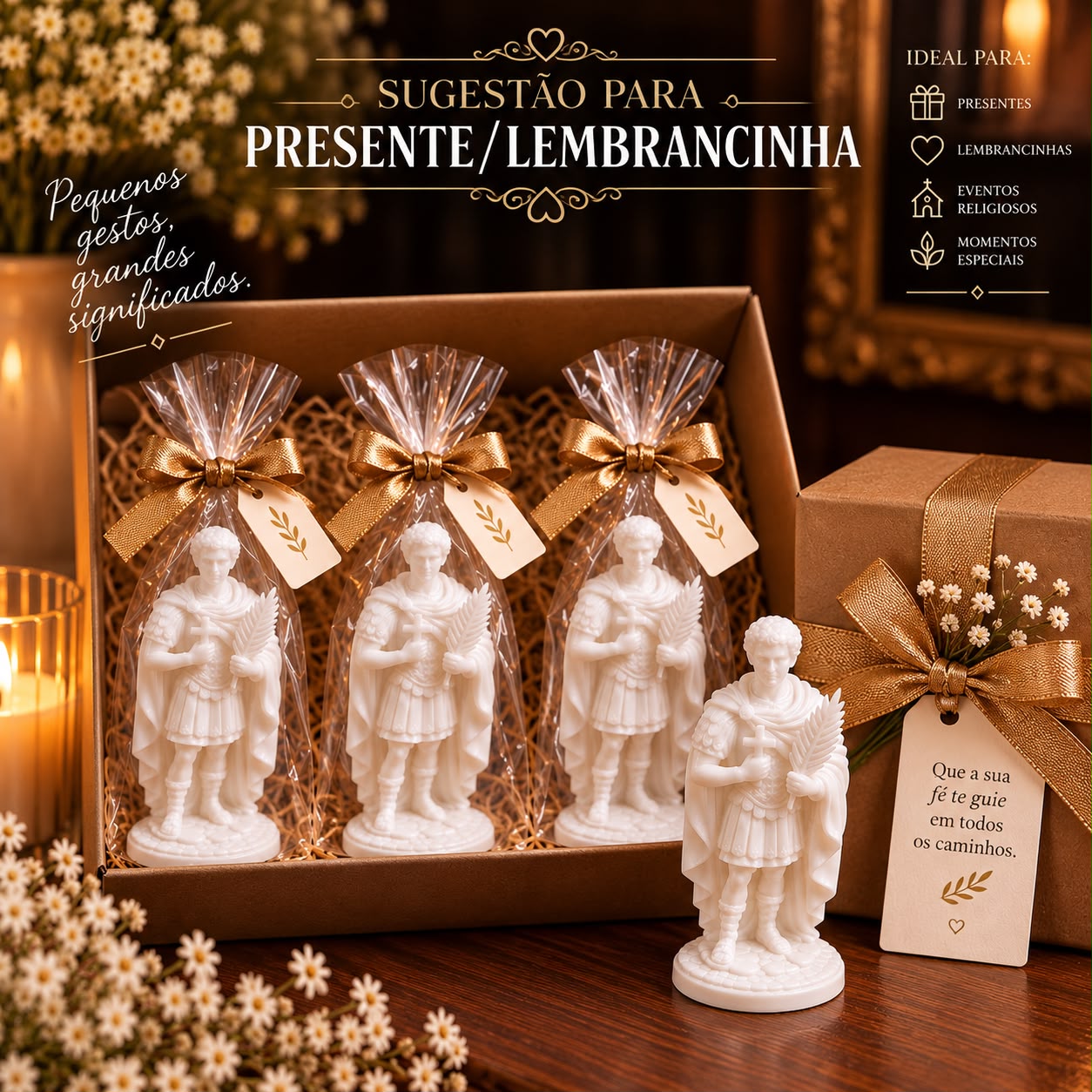 IMAGEM SANTO EXPEDITO EM RESINA PREMIUM MINIATURA 7CM BRANCA - Imagem 4